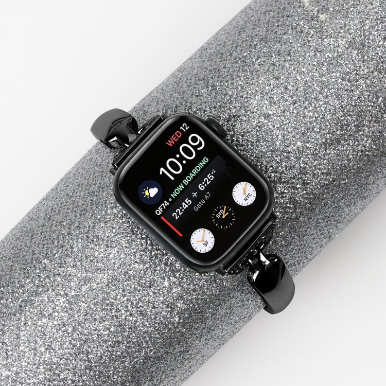 Elegant Metal Og Rhinsten Universal Rem passer til Apple Smartwatch - Sort#serie_1