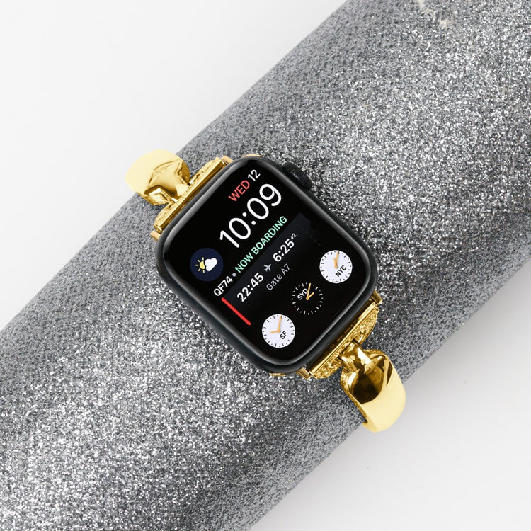 Elegant Metal Og Rhinsten Universal Rem passer til Apple Smartwatch - Guld#serie_2