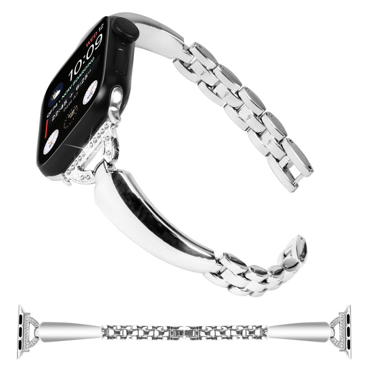 Elegant Metal Og Rhinsten Universal Rem passer til Apple Smartwatch - Sølv#serie_4