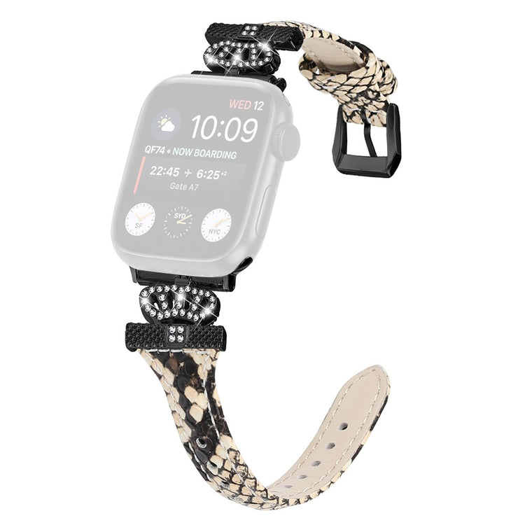 Sejt Kunstlæder Og Rhinsten Universal Rem passer til Apple Smartwatch - Brun#serie_4