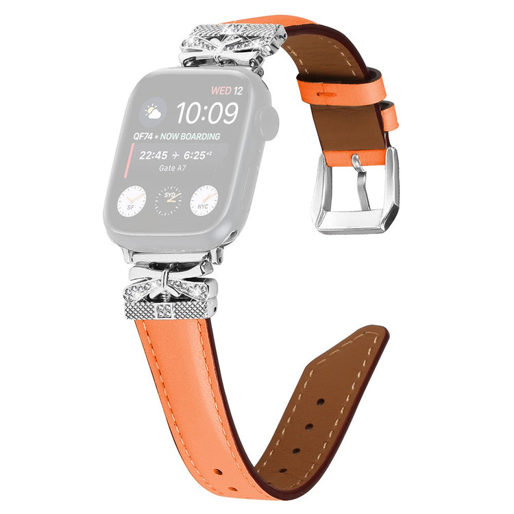 Cool Kunstlæder Og Rhinsten Universal Rem passer til Apple Smartwatch - Orange#serie_2