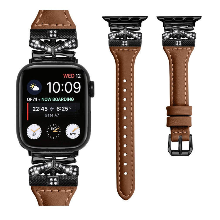 Sejt Kunstlæder Universal Rem passer til Apple Smartwatch - Brun#serie_2
