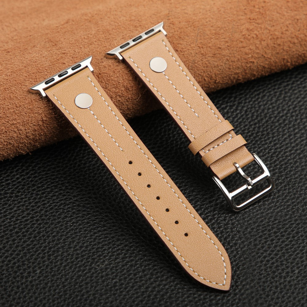 Glimrende Ægte Læder Universal Rem passer til Apple Smartwatch - Gul#serie_6