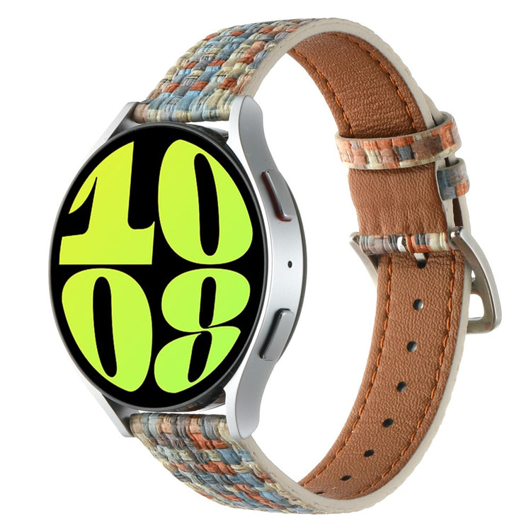 Garmin Active 5 / Samsung Galaxy Watch6 Classic 47mm 43mm Watch Band 20mm Braided Vegan Leather Wrist Strap - Light Orange#serie_3