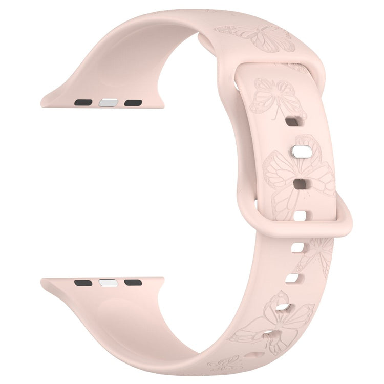 Rigtigt Fed Silikone Universal Rem passer til Apple Smartwatch - Pink#serie_11