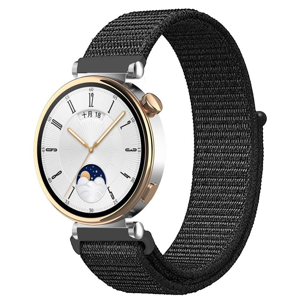 Huawei Watch GT 4 41mm / Garmin Venu 3S Watch Band 18mm Nylon Loop Adjustable Wrist Strap - Dark Black#serie_1