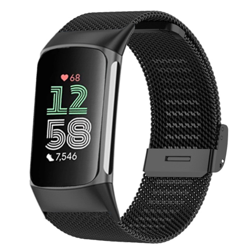 Fitbit Charge 6 / 5 Milanese Mesh Watch Bands Replacement Watch Straps - Black#serie_1