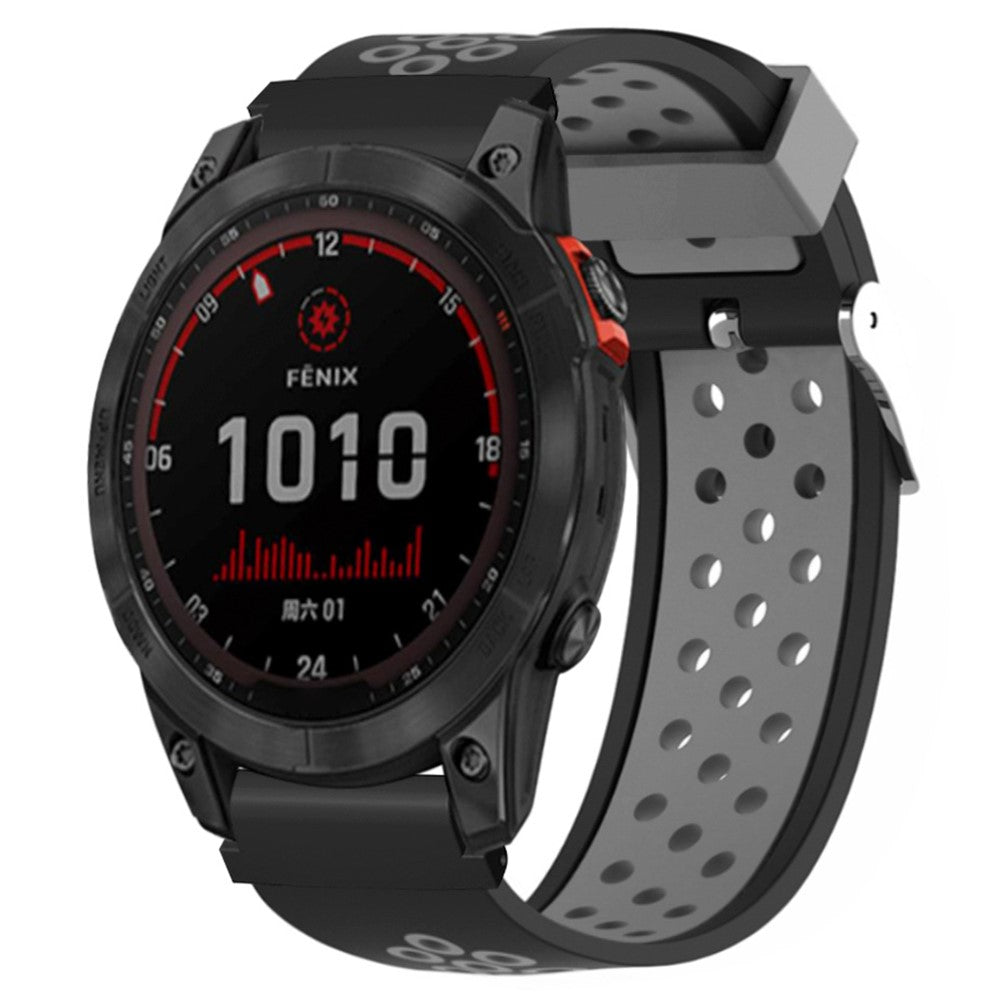 Huami Amazfit Falcon / Garmin Fenix 7 / 6 / 5 Dual Color Watch Band Silicone Strap with 22mm Connector - Black+Grey#serie_1