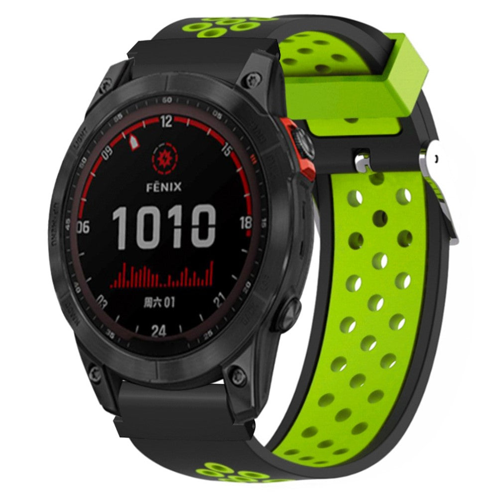 Huami Amazfit Falcon / Garmin Fenix 7 / 6 / 5 Dual Color Watch Band Silicone Strap with 22mm Connector - Black+Green#serie_4