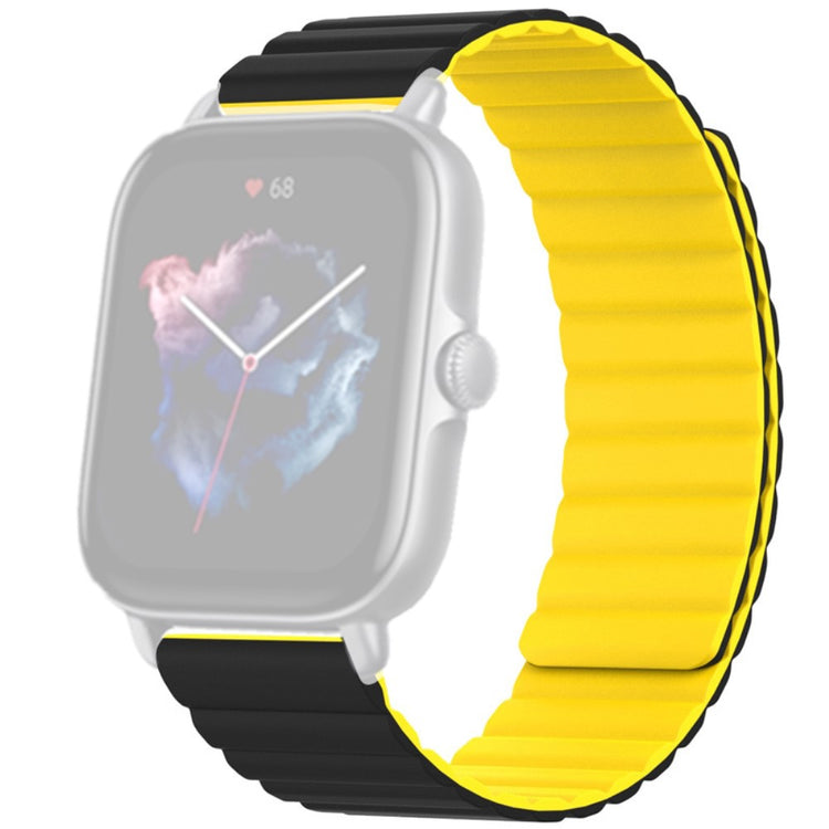 Huami Amazfit GTS 4 / 3 / 2 / 1 / mini Silicone Watch Strap 20mm Magnetic Sports Band - Black+Yellow#serie_1