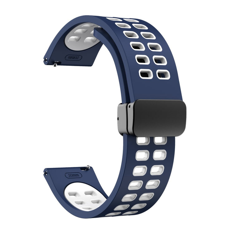 20mm Universal dual color silicone strap with black buckle - Midnight Blue / White#serie_10