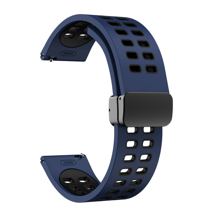 20mm Universal dual color silicone strap with black buckle - Midnight Blue / Black#serie_4