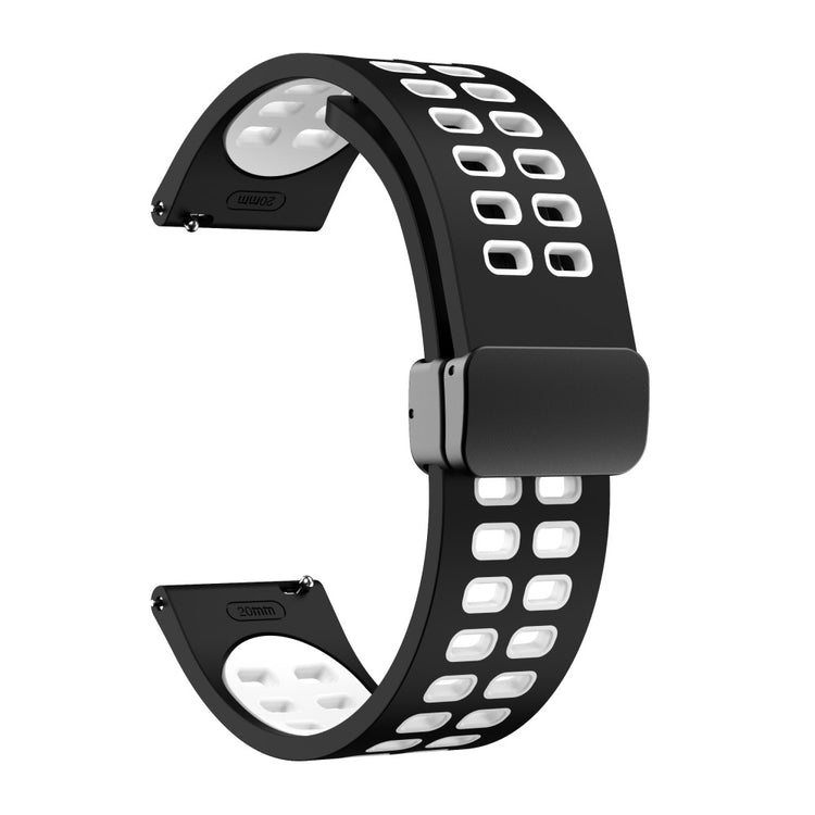 20mm Universal dual color silicone strap with black buckle - Black / White#serie_9