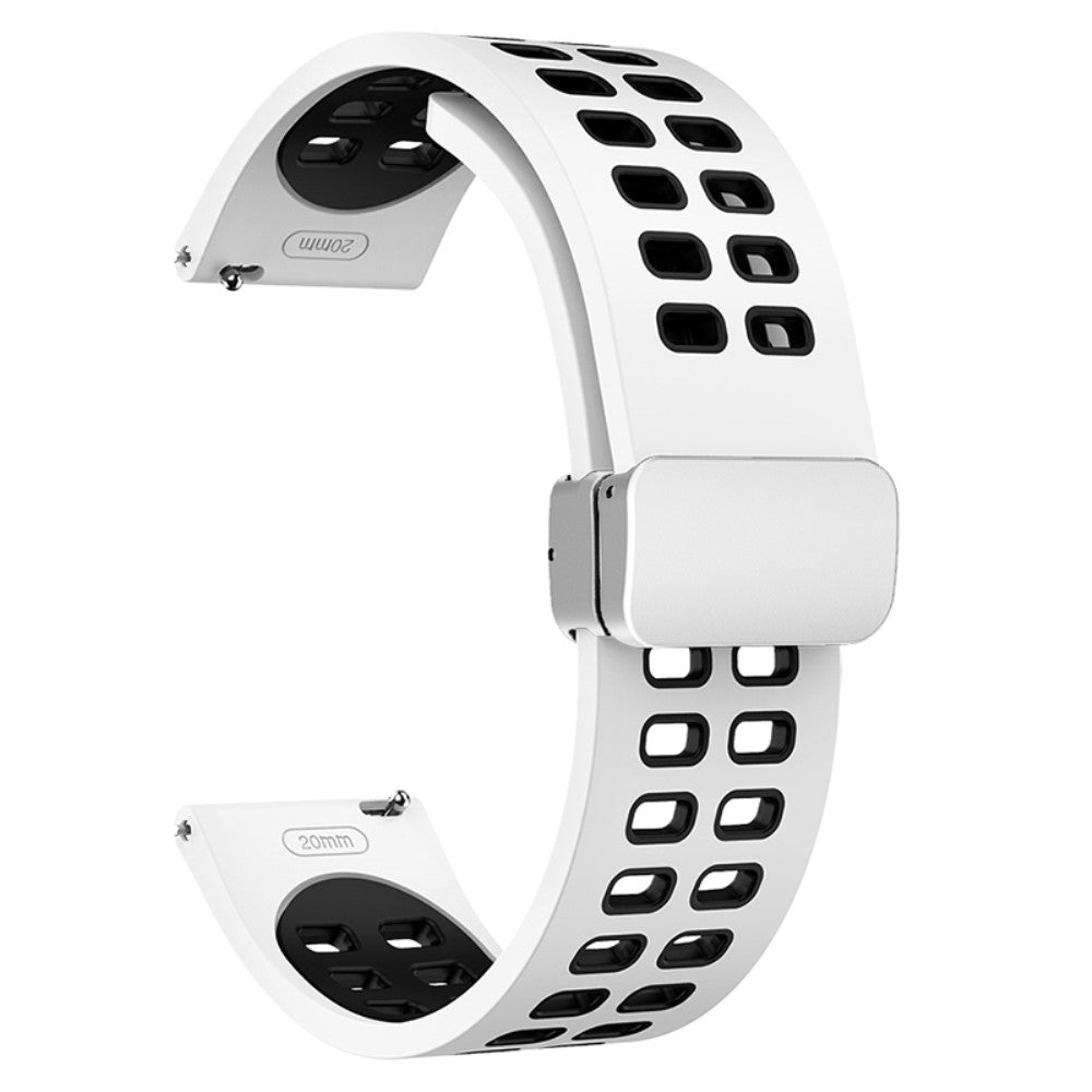 20mm Universal dual color silicone strap with silver buckle - White / Black#serie_2