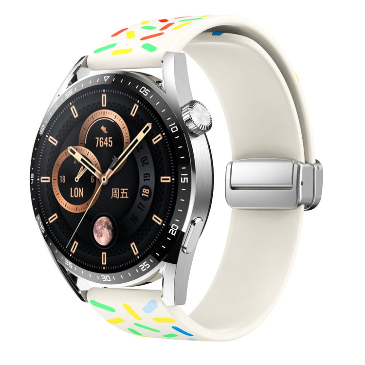 20mm Universal colorful pattern style silicone strap with silver buckle - Starlight  Rainbow#serie_10