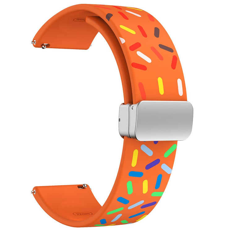 20mm Universal colorful pattern style silicone strap with silver buckle - Orange Rainbow#serie_3
