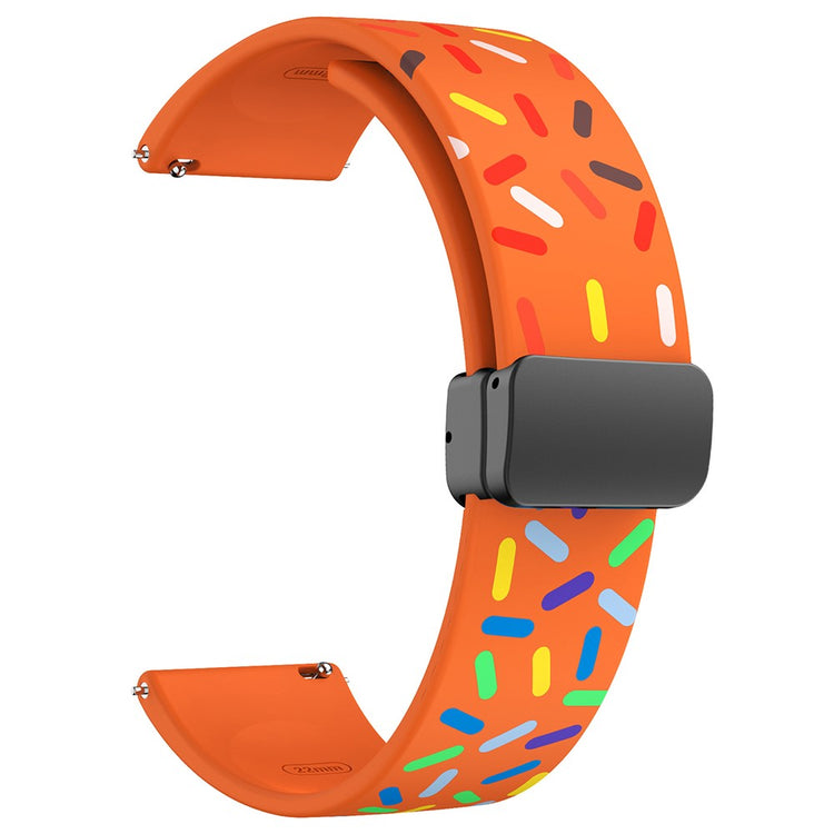 20mm Universal colorful pattern style silicone strap with black buckle - Orange Rainbow#serie_3