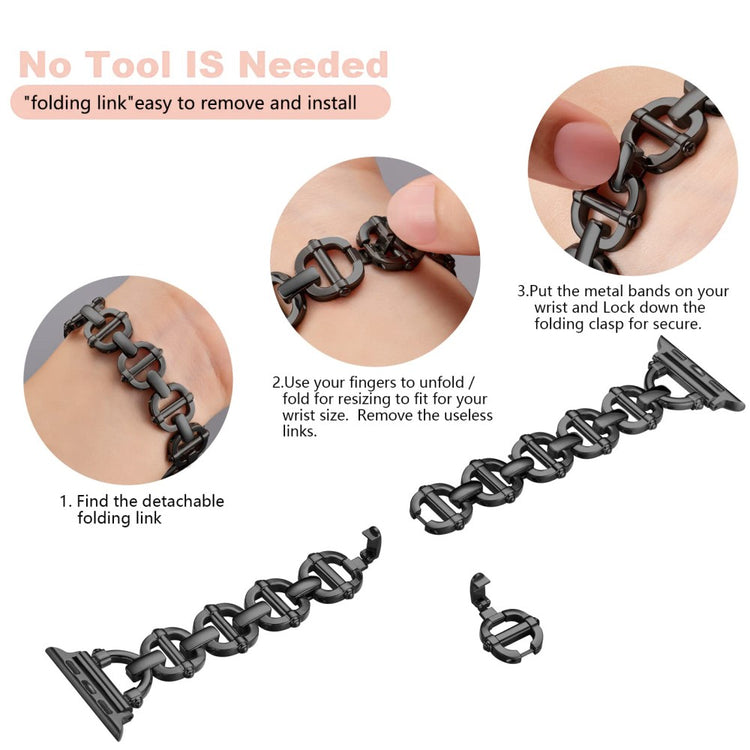 Meget Skøn Metal Universal Rem passer til Apple Smartwatch - Sort#serie_1