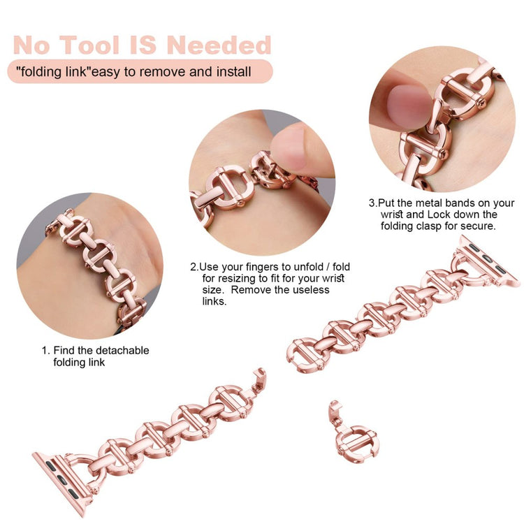 Meget Skøn Metal Universal Rem passer til Apple Smartwatch - Pink#serie_2