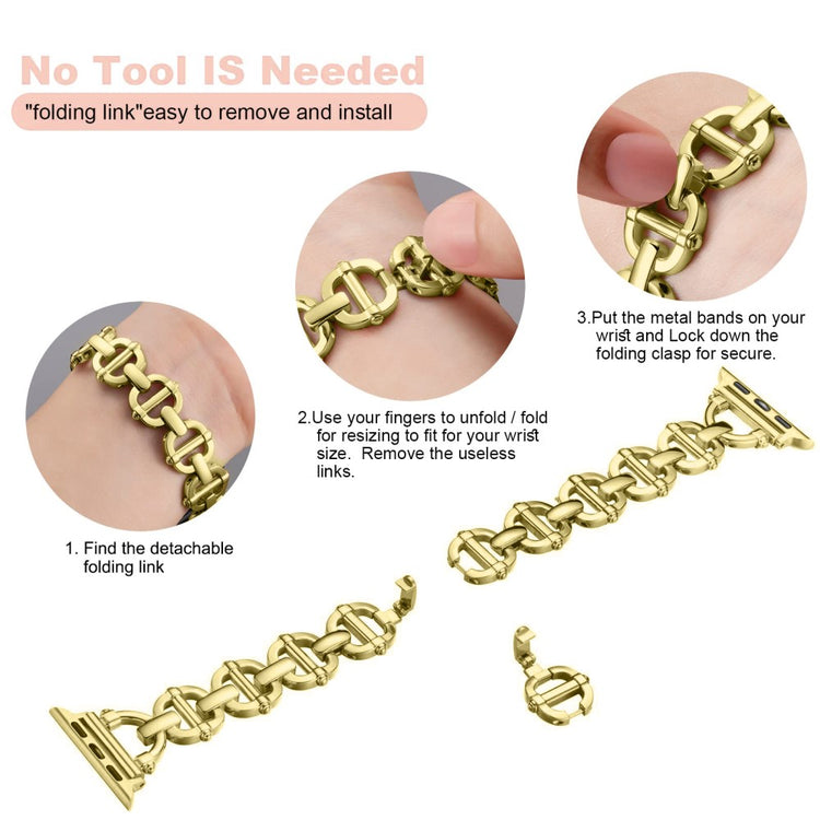 Meget Skøn Metal Universal Rem passer til Apple Smartwatch - Guld#serie_3