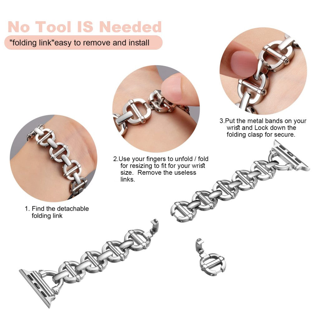 Meget Skøn Metal Universal Rem passer til Apple Smartwatch - Sølv#serie_4