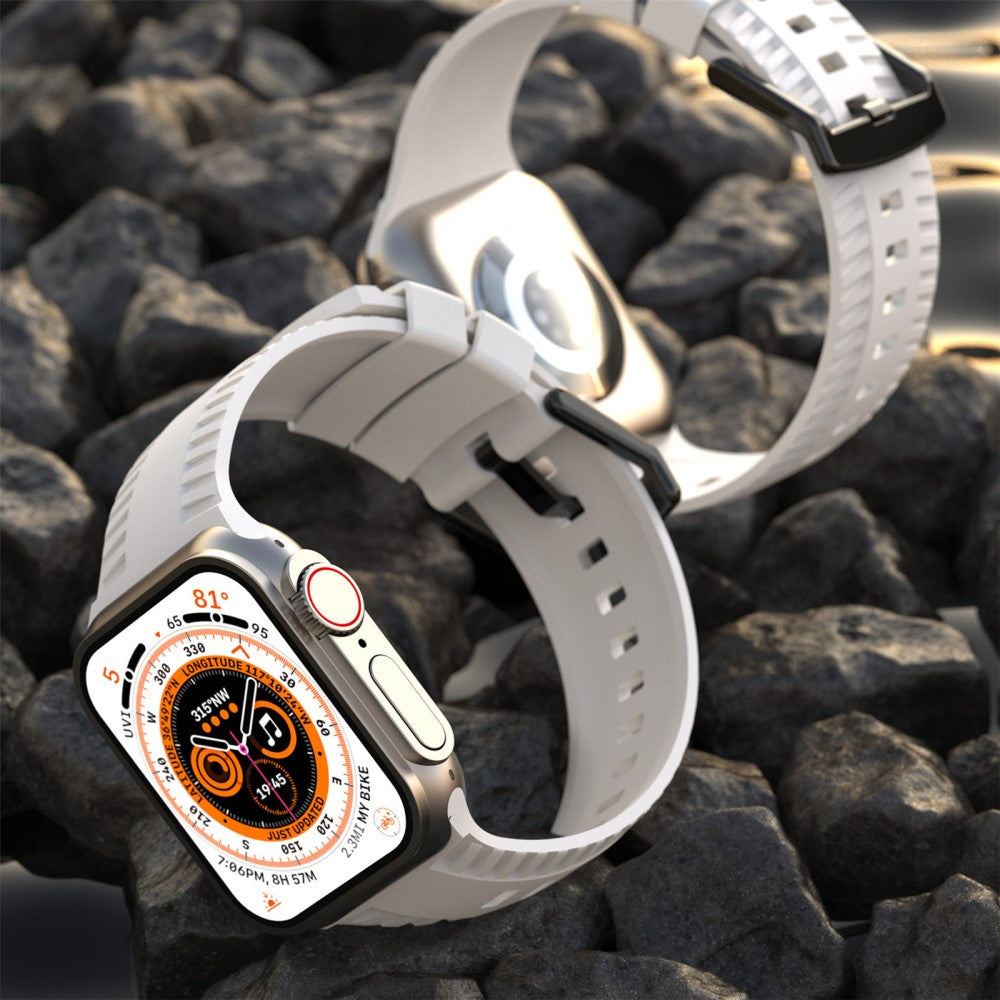 Godt Metal Og Silikone Universal Rem passer til Apple Smartwatch - Lilla#serie_13