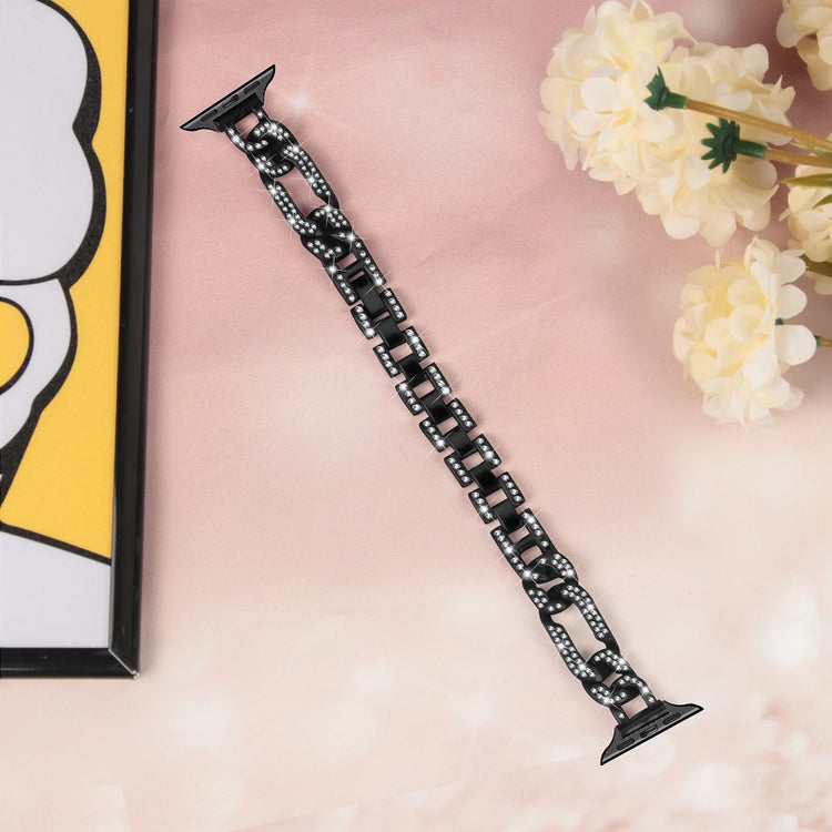 Super Cool Metal Og Rhinsten Universal Rem passer til Apple Smartwatch - Sort#serie_1