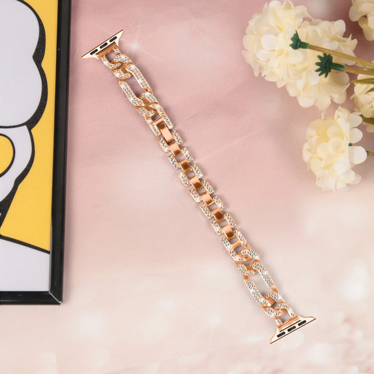 Super Cool Metal Og Rhinsten Universal Rem passer til Apple Smartwatch - Pink#serie_2