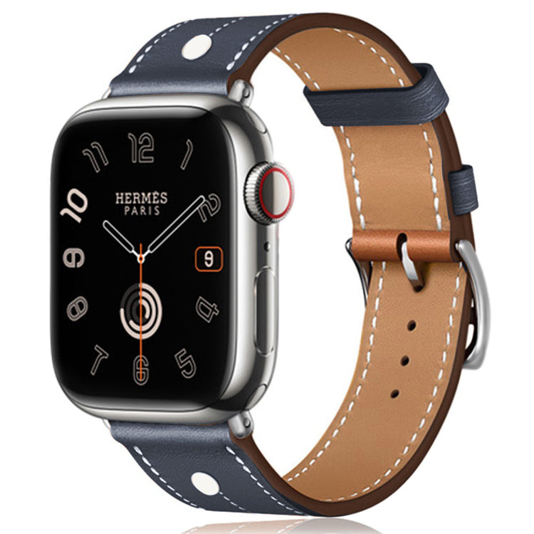 Apple Watch Series 41mm / 40mm / 38mm Rivet Decor Watch Band Genuine Cow Leather Strap - Blue#serie_5