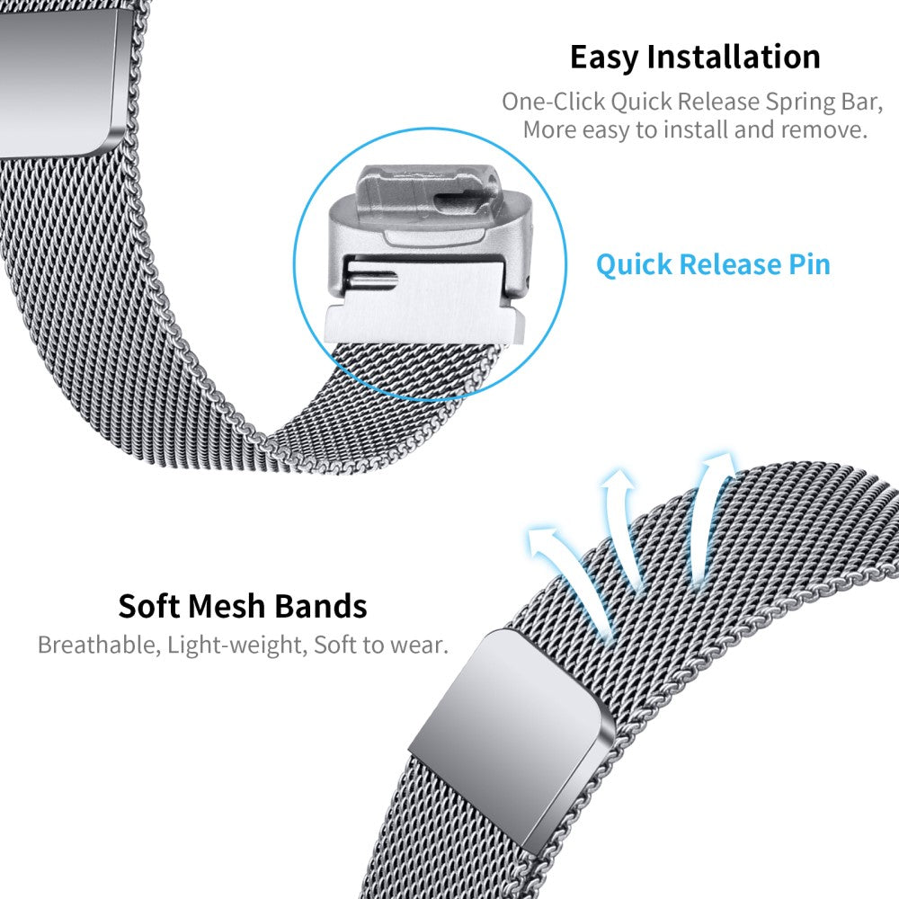 Helt Vildt Fed Metal Rem passer til Fitbit Inspire 3 - Sølv#serie_023