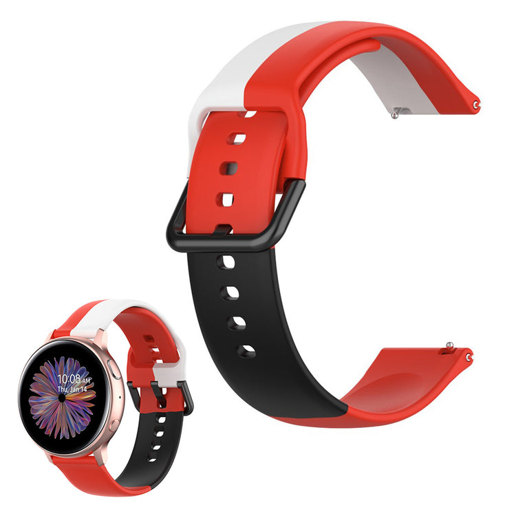 Universal triple color silicone watch band - Red / White / Black#serie_6