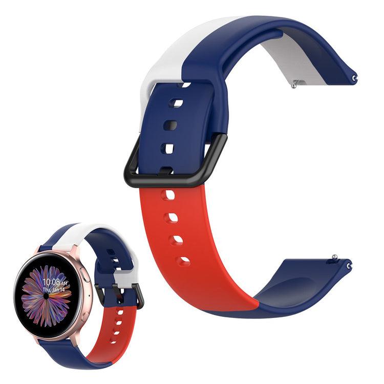 Universal triple color silicone watch band - Blue / White / Red#serie_9