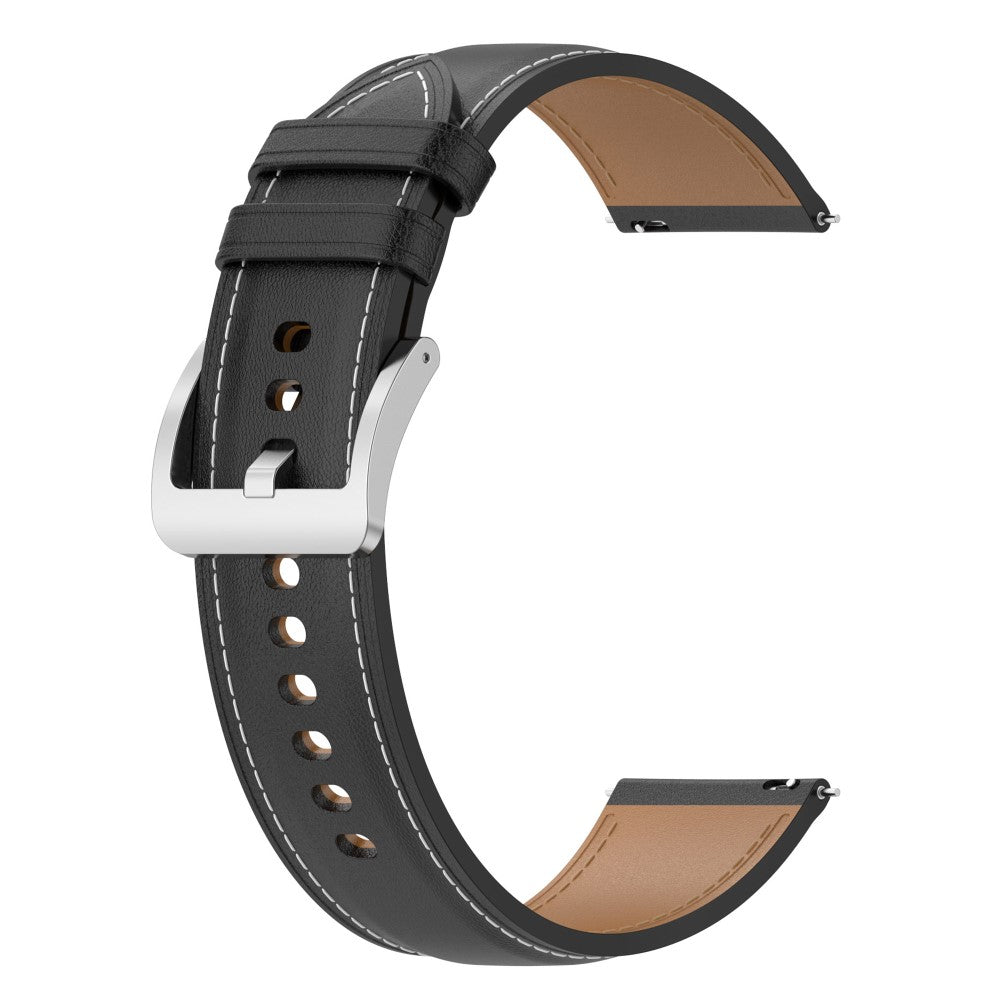 20mm Universal stitching line style cowhide watch strap - Black#serie_1