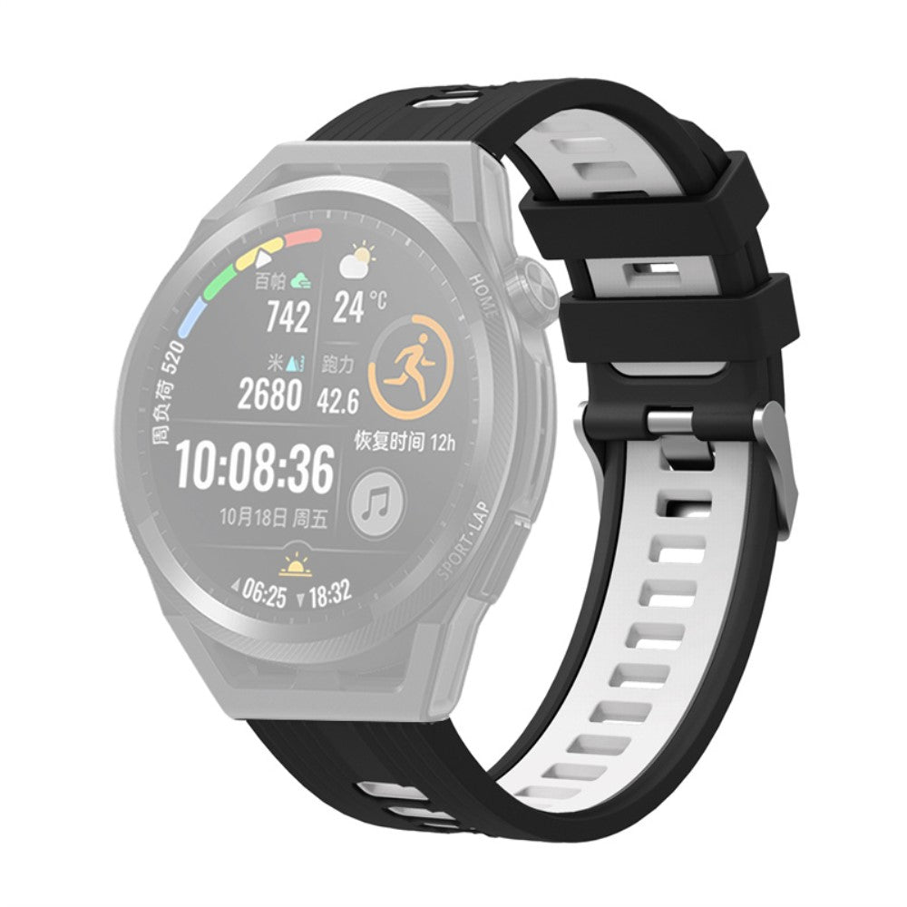 20mm Universal dual color silicone watch strap - Black / White#serie_1