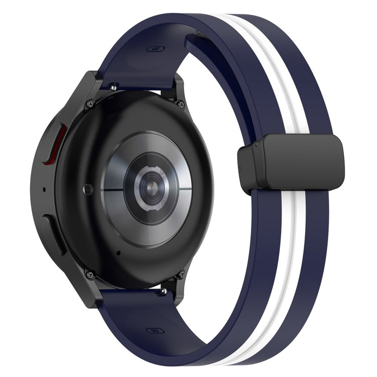 20mm Universal dual color silicone watch strap with magnetic folding buckle - Midnight Blue / White#serie_10