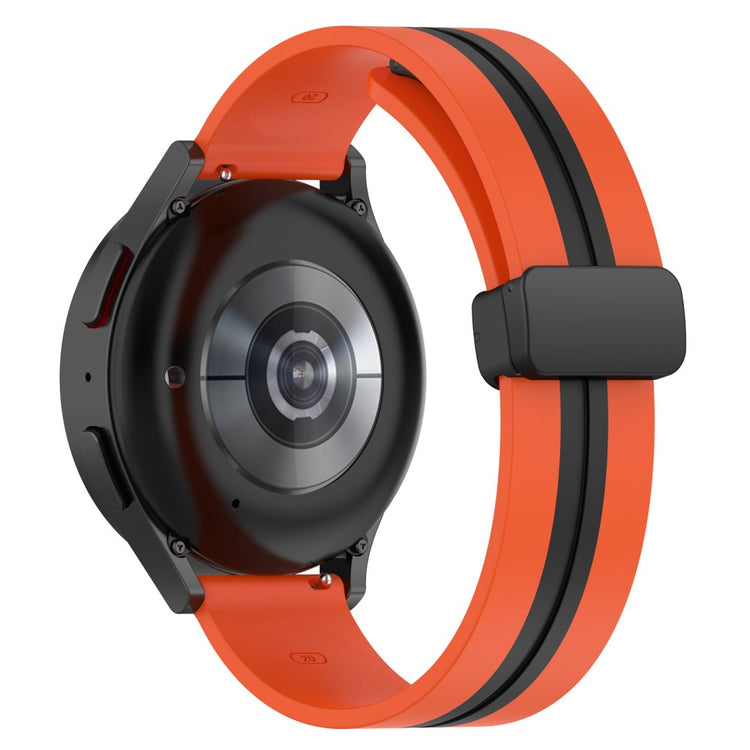 20mm Universal dual color silicone watch strap with magnetic folding buckle - Orange / Black#serie_2