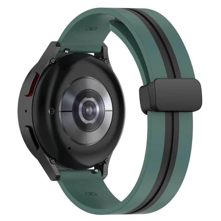 20mm Universal dual color silicone watch strap with magnetic folding buckle - Olive Green / Black#serie_4