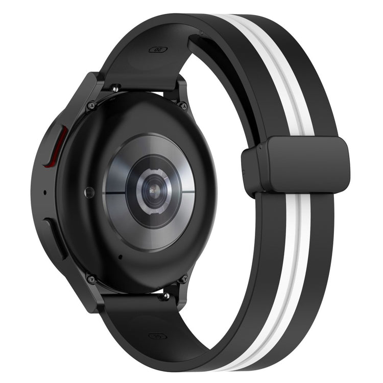 20mm Universal dual color silicone watch strap with magnetic folding buckle - Black / White#serie_5