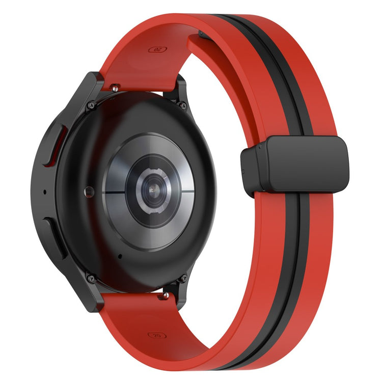 20mm Universal dual color silicone watch strap with magnetic folding buckle - Red / Black#serie_9