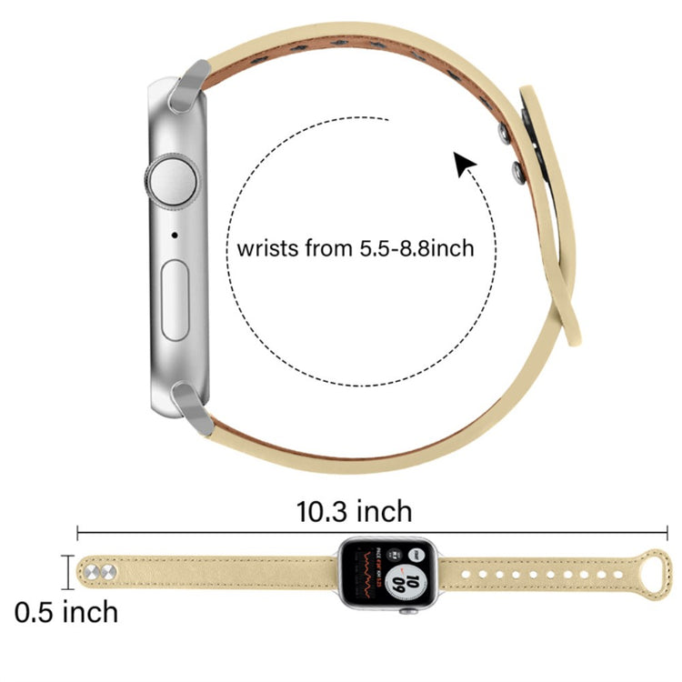 Smuk Universal Apple Ægte læder Urrem - Beige#serie_5