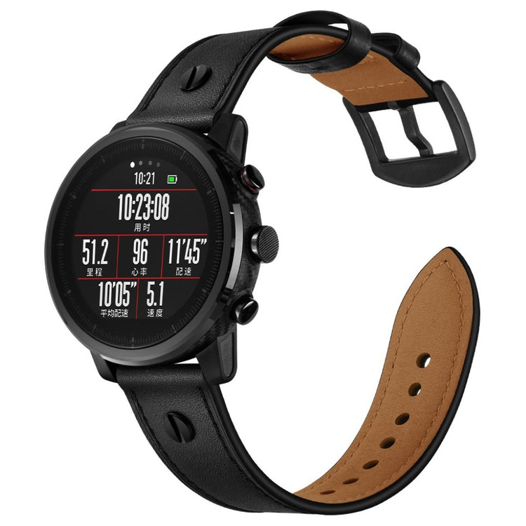 Samsung Gear S3 / Samsung Galaxy Watch (46mm) Ægte læder Rem - Sort#serie_1