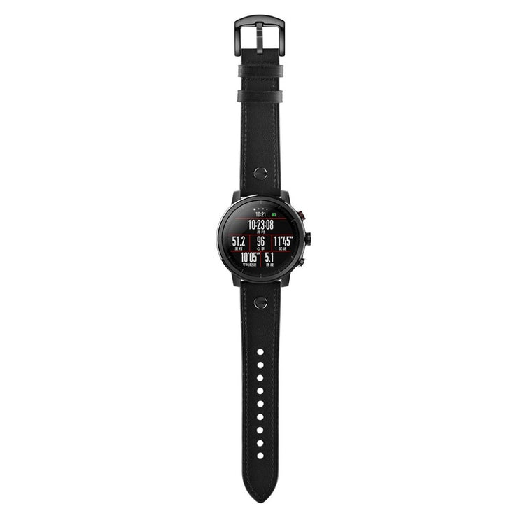 Samsung Gear S3 / Samsung Galaxy Watch (46mm) Ægte læder Rem - Sort#serie_1