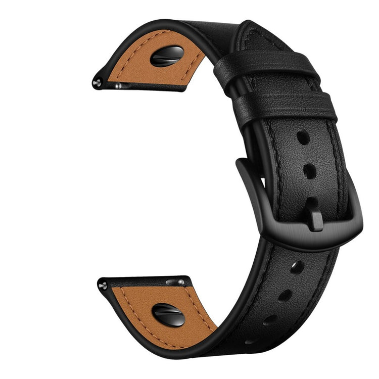 Samsung Gear S3 / Samsung Galaxy Watch (46mm) Ægte læder Rem - Sort#serie_1