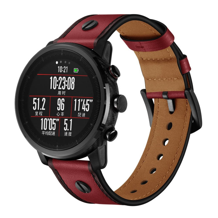 Samsung Gear S3 / Samsung Galaxy Watch (46mm) Ægte læder Rem - Rød#serie_2