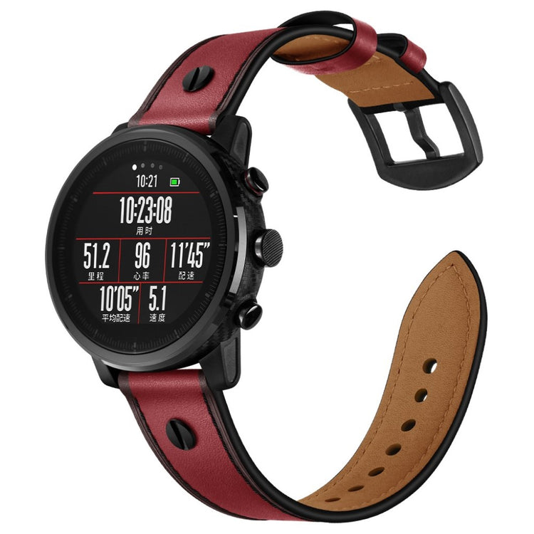 Samsung Gear S3 / Samsung Galaxy Watch (46mm) Ægte læder Rem - Rød#serie_2