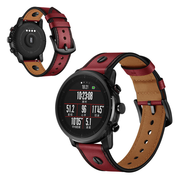 Samsung Gear S3 / Samsung Galaxy Watch (46mm) Ægte læder Rem - Rød#serie_2