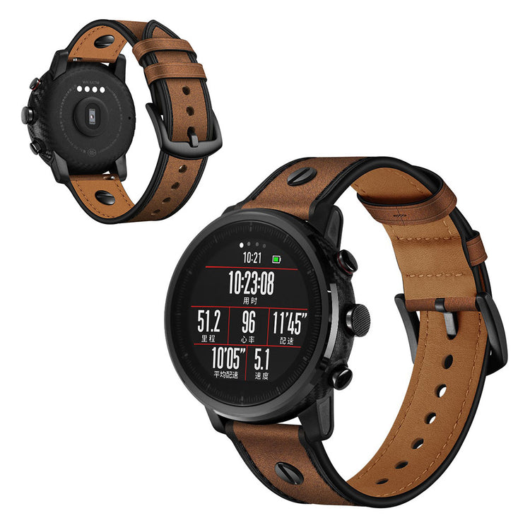 Samsung Gear S3 / Samsung Galaxy Watch (46mm) Ægte læder Rem - Brun#serie_3