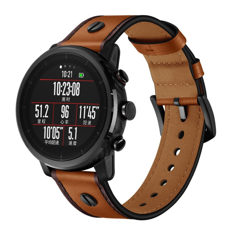 Samsung Gear S3 / Samsung Galaxy Watch (46mm) Ægte læder Rem - Brun#serie_4