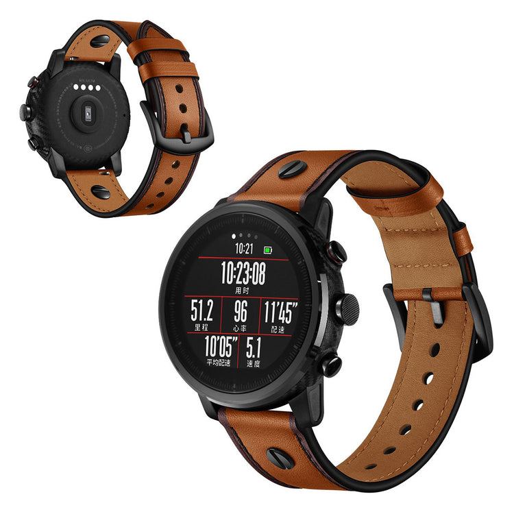 Samsung Gear S3 / Samsung Galaxy Watch (46mm) Ægte læder Rem - Brun#serie_4