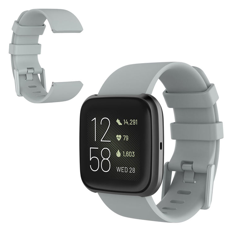 Stilfuld Fitbit Versa 2 / Fitbit Versa Lite Silikone Rem - Størrelse: L - Sølv#serie_3